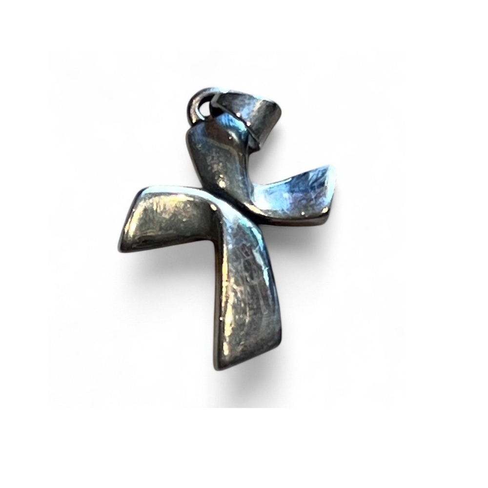 Retired James Avery Sterling Silver Cross Necklace Twisted Ribbon Pendant 925